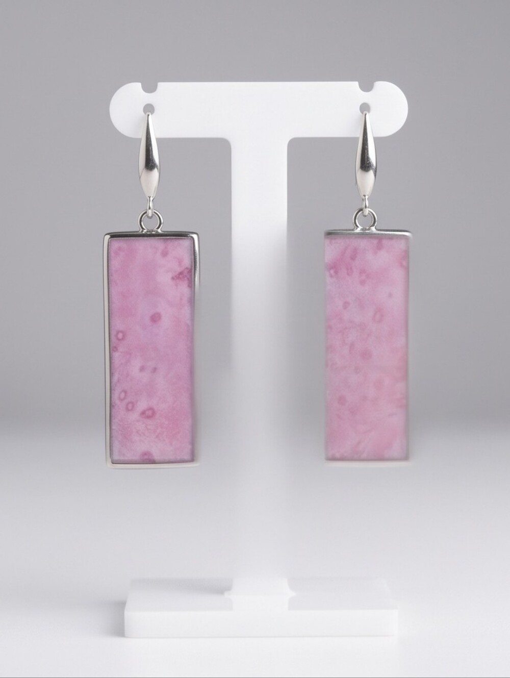 #531 HAND CRAFTED Earrings handcrafted handmade Resin Pink Silver-tone